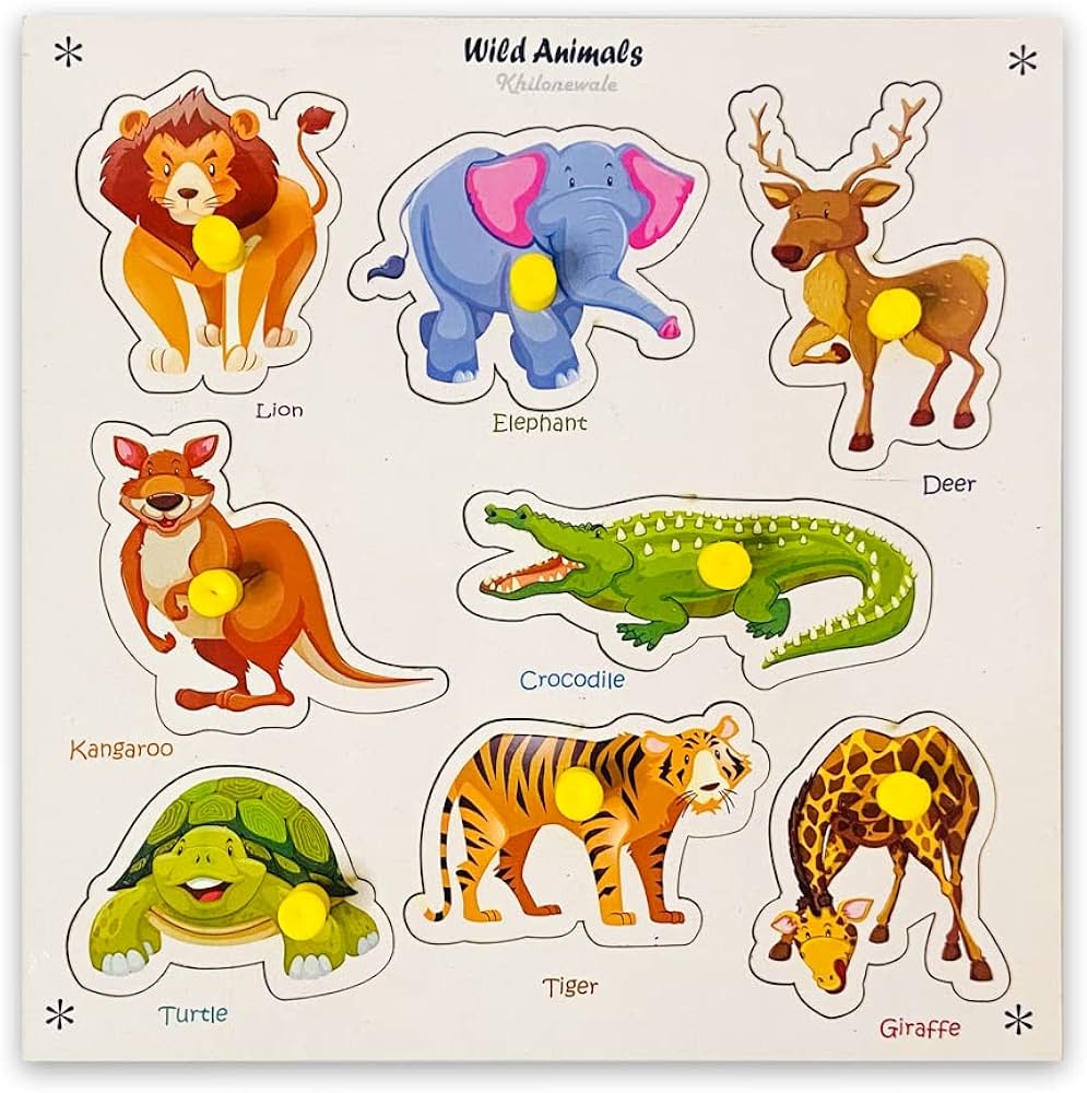Wooden Nob Animal Puzzle