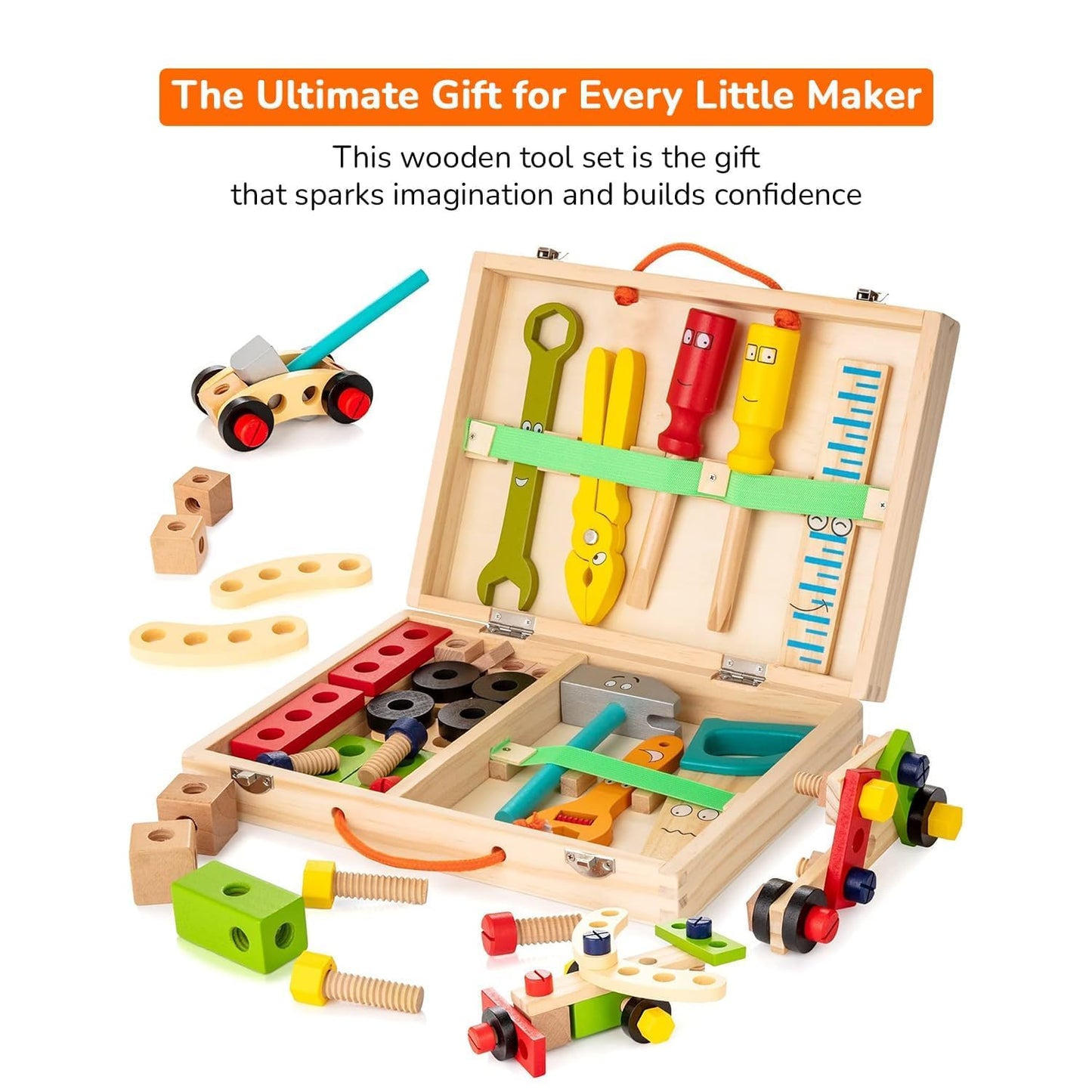 Wooden Tool Kit Construction Set – Build, Learn & Pretend Play