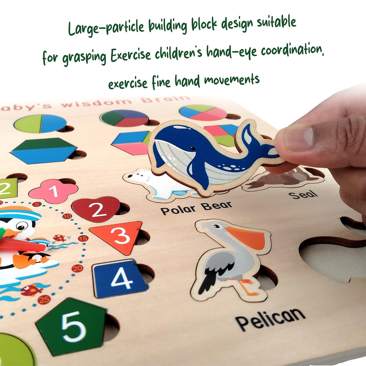 Wooden Multi-Activity Puzzle Board – Shapes, Numbers, Animals , Time Learning