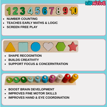 Number, Colors & Shapes - 3 in 1 Activity Board
