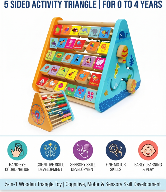 5 IN 1 Wooden Activity Triangle Toy
