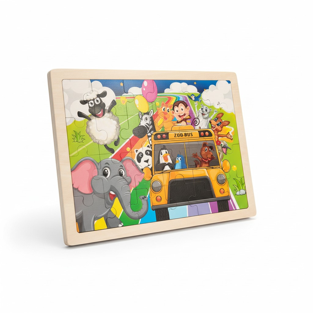 ZOO BUS JIGSAW PUZZLES WITH BOARD