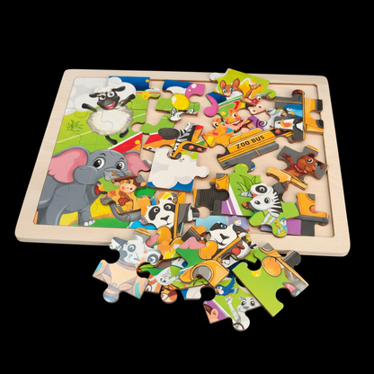 ZOO BUS JIGSAW PUZZLES WITH BOARD