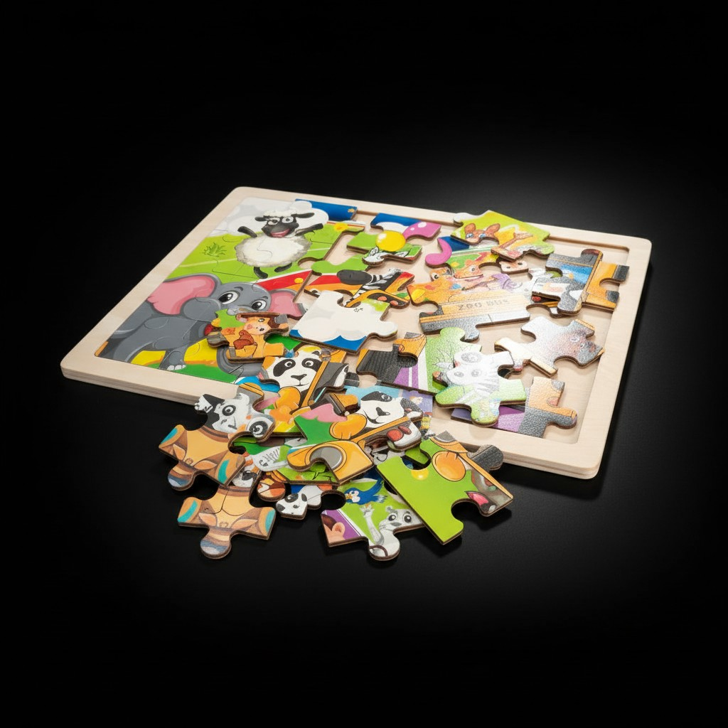 ZOO BUS JIGSAW PUZZLES WITH BOARD