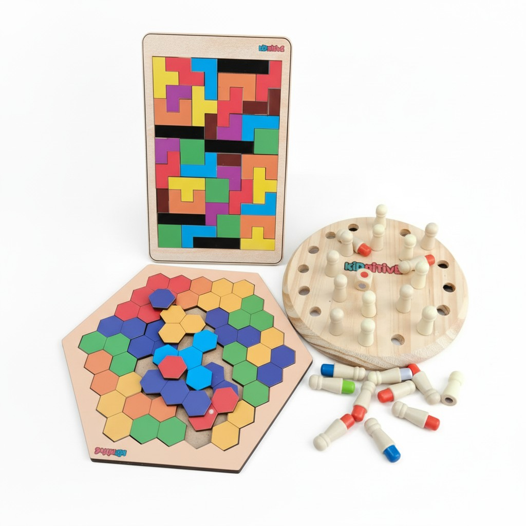 Chess Board & 2 in 1 Hexa Tetris Puzzle