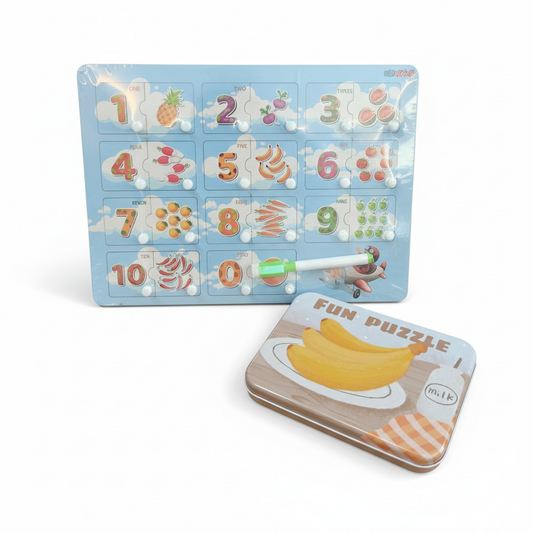 1234 & Metal box fruit puzzle